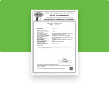 Turkish Standards Institute Certificate of Conformity to Criteria